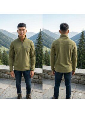 NWT Wesc Fleece Jacket Unisex Medium/Large Green Quarter Zip Pullover Outdoors